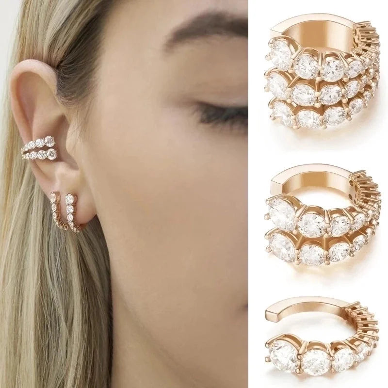 Fashion Geometric Copper Inlay Zircon Ear Clips 1 Piece