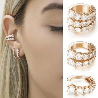 Fashion Geometric Copper Inlay Zircon Ear Clips 1 Piece