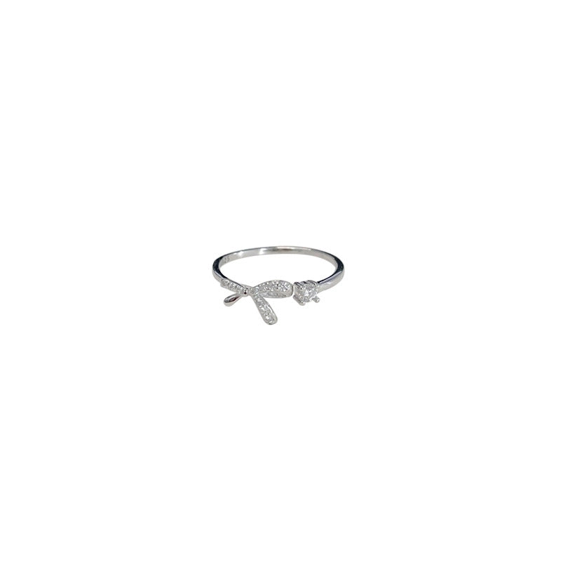 Minimalist Bow Knot Copper Inlay Zircon Rings