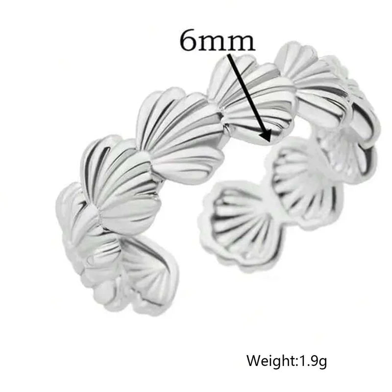 Elegant Shell 304 Stainless Steel Open Rings