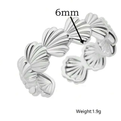 Elegant Shell 304 Stainless Steel Open Rings