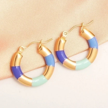 1 Pair IG Style Minimalist Round Plating 304 Stainless Steel Gold Plated Earrings