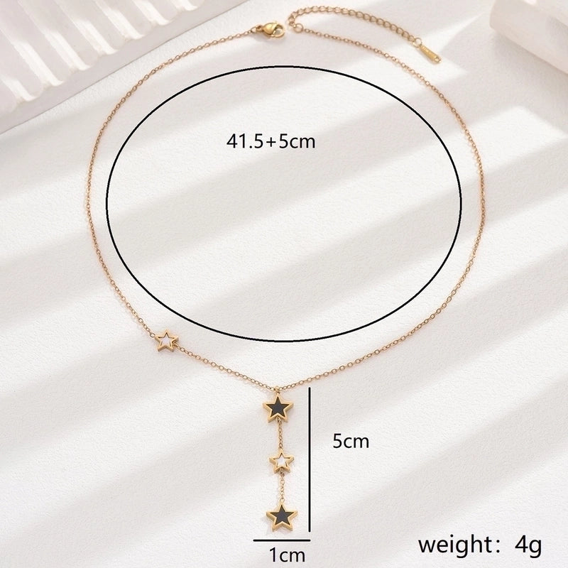 50 Pieces Casual Vacation Minimalist Parthenocissus Grass Round Butterfly 201 Stainless Steel Shell 18K Gold Plated Inlay Pendant Necklace