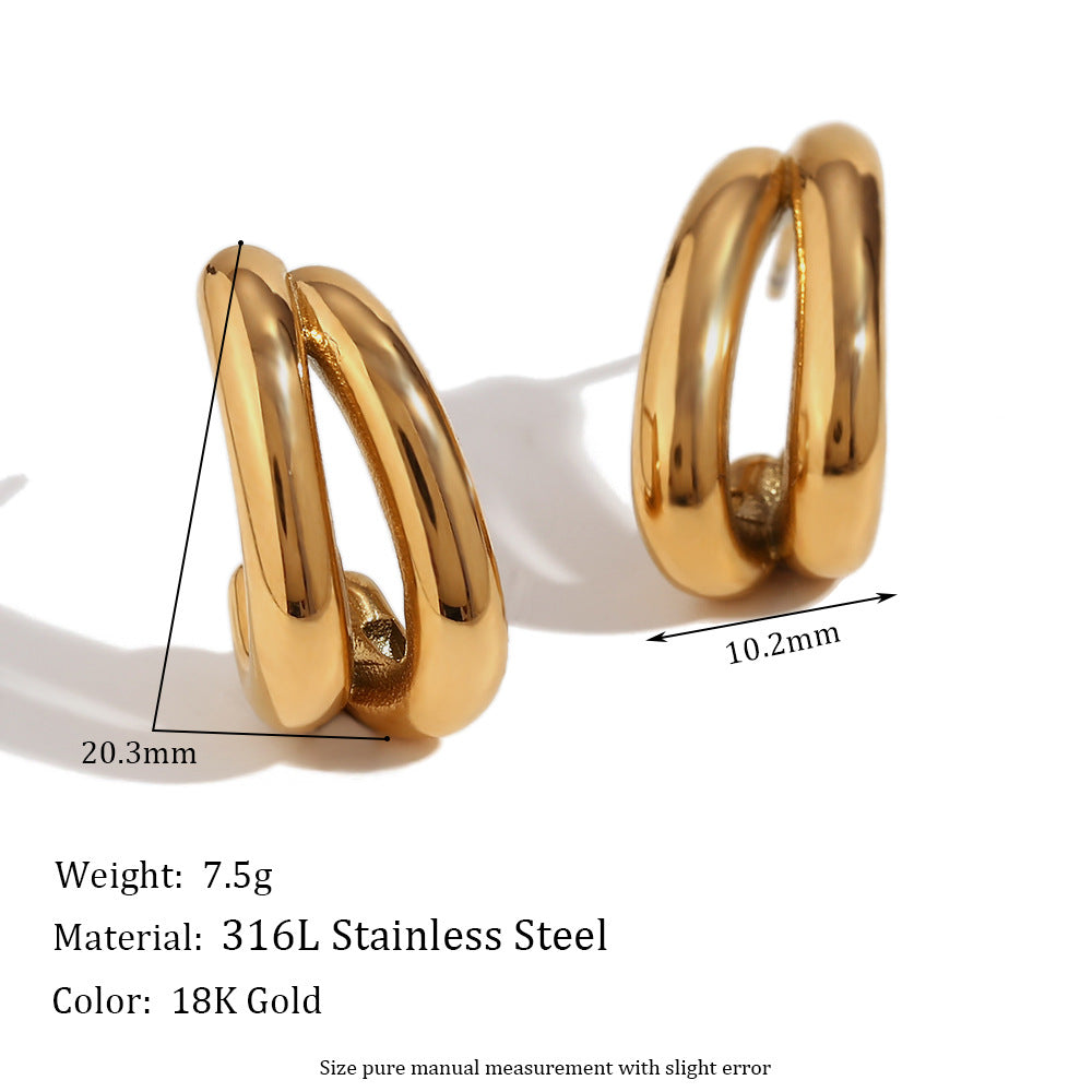 Fashion Circle Geometric Stainless Steel 18K Gold Plated Earrings