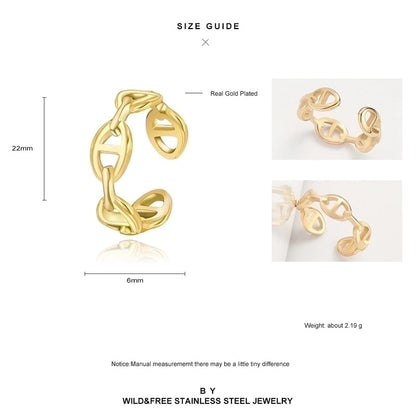 Minimalist U Shape Titanium Steel Plating 18k Gold Plated Open Ring