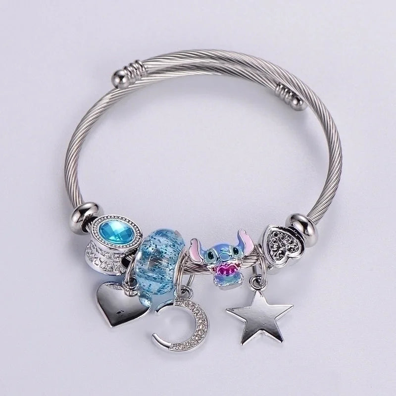 Sweet Classic Style Ice Cream Heart Shape Elephant Stainless Steel Alloy Beaded Epoxy Inlay Rhinestones Bracelets