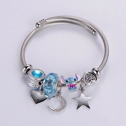 Sweet Classic Style Ice Cream Heart Shape Elephant Stainless Steel Alloy Beaded Epoxy Inlay Rhinestones Bracelets