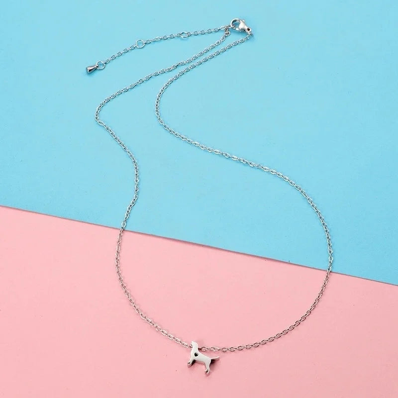 Cute Minimalist Dog Heart Shape 304 Stainless Steel 18K Gold Plated Plating Pendant Necklace