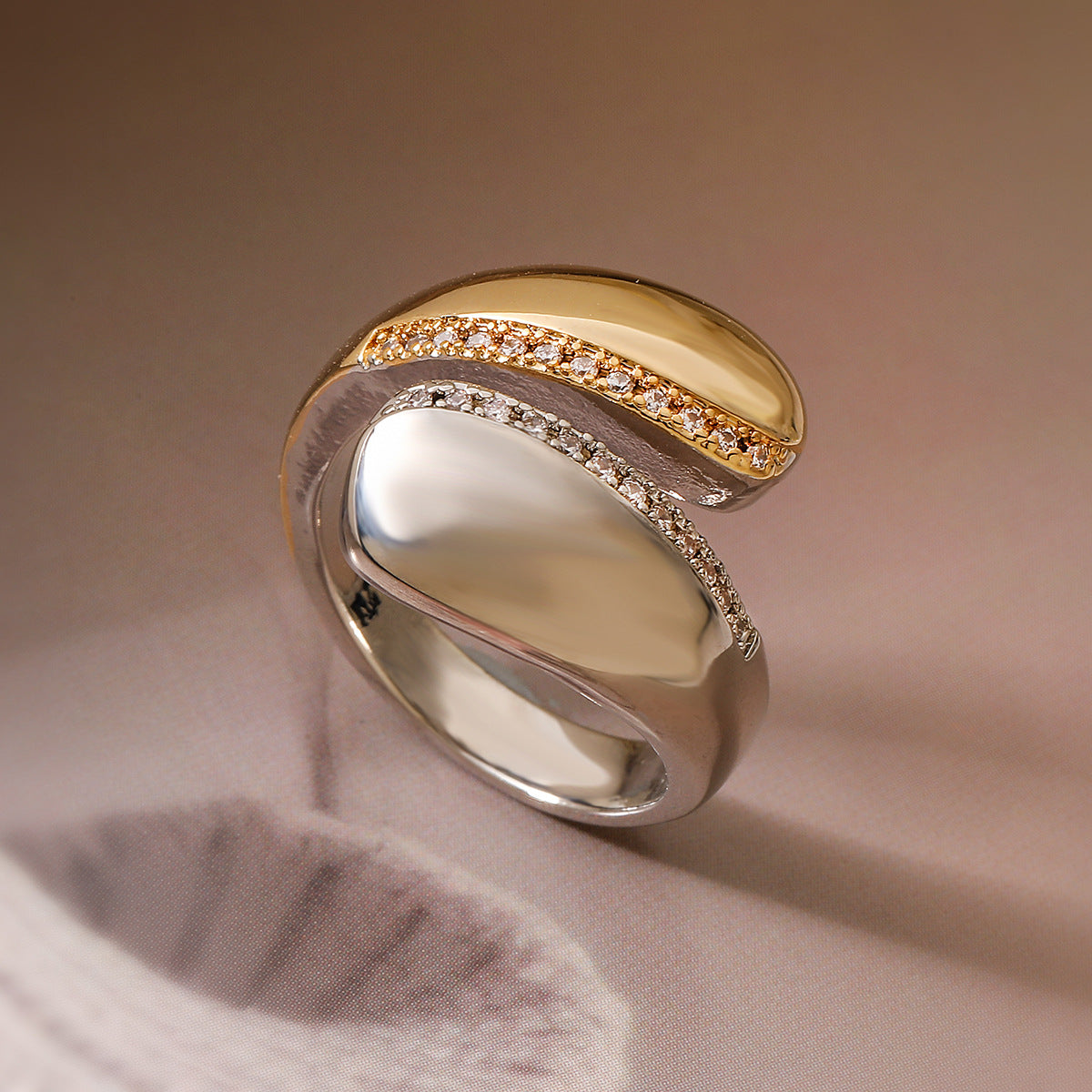 Minimalist Women Irregular Geometric Copper Inlay Rings