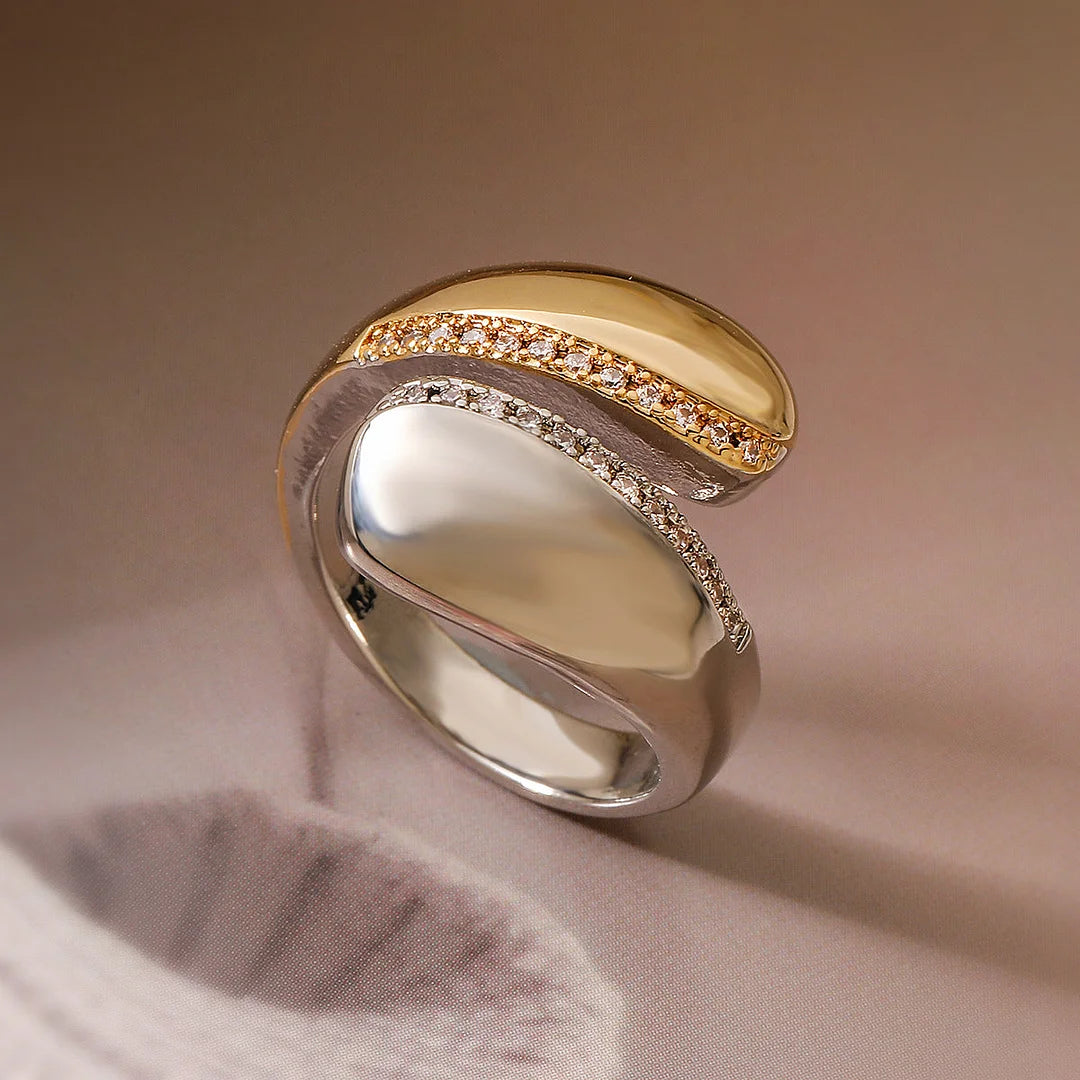 Minimalist Women Irregular Geometric Copper Inlay Rings