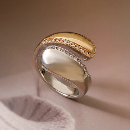 Minimalist Women Irregular Geometric Copper Inlay Rings