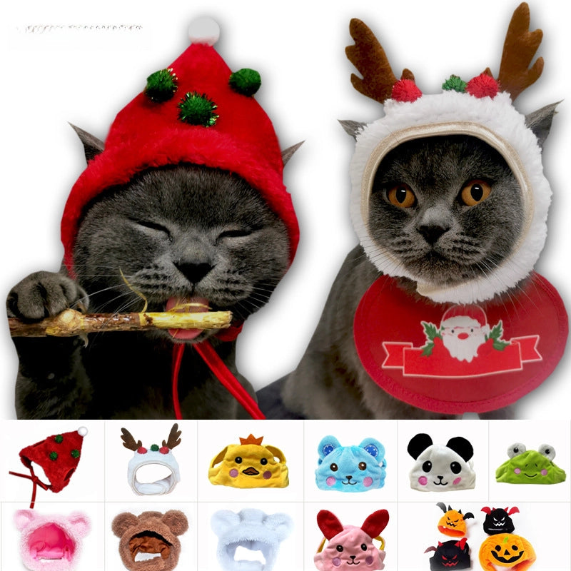 New Year Pet Christmas Hat Cat Cute Head Clothing Products Transformation Panda Small Dog Cat Toy Headgear