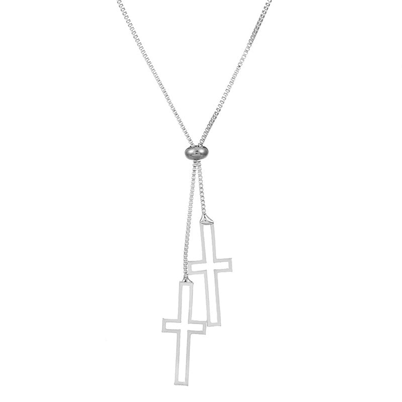 Casual Minimalist Cross Infinity Heart Shape Titanium Steel Copper Plating Hollow Out Inlay Crystal Rhinestones Zircon 18k Gold Plated Gold Plated Silver Plated Pendant Necklace