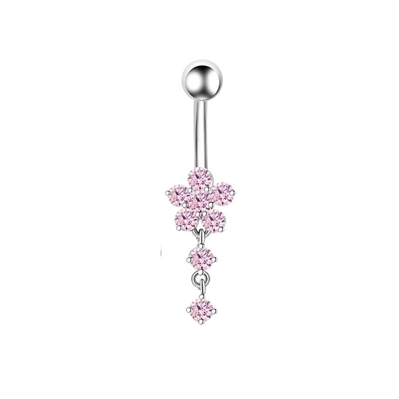 1 Piece Belly Rings Minimalist Heart Shape 304 Stainless Steel Inlay Zircon