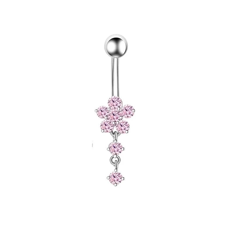 1 Piece Belly Rings Minimalist Heart Shape 304 Stainless Steel Inlay Zircon