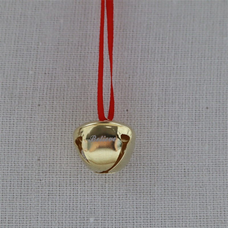 2.5cm Cross Bell Red Rope Necklace Pendant Diy Engraving Christmas Home Hanging Decoration Pendant Bell
