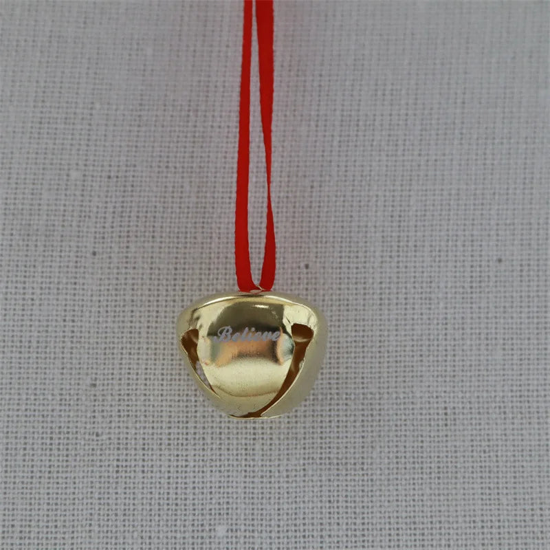 2.5cm Cross Bell Red Rope Necklace Pendant Diy Engraving Christmas Home Hanging Decoration Pendant Bell