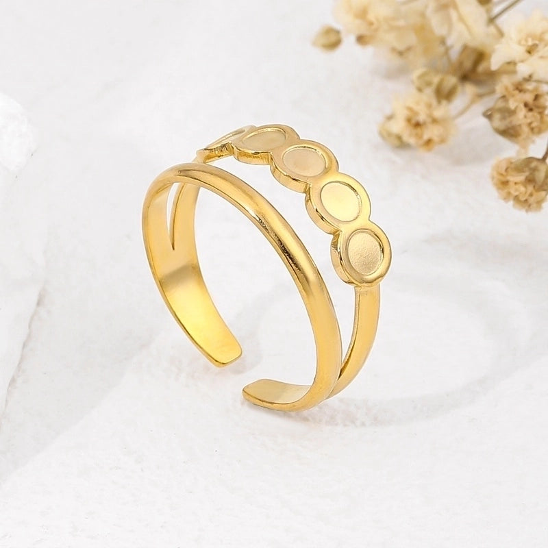 2 Pieces 304 Stainless Steel 18K Gold Plated Beach Minimalist Plating Cross Simple Lines Rings