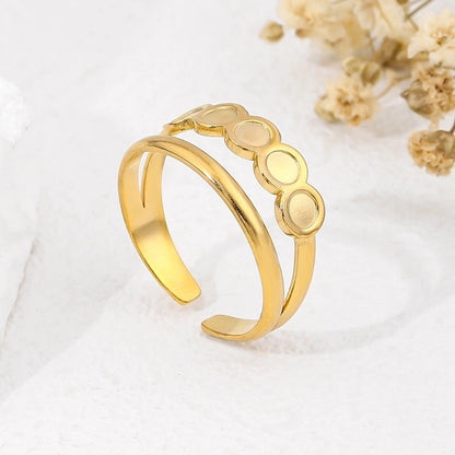 2 Pieces 304 Stainless Steel 18K Gold Plated Beach Minimalist Plating Cross Simple Lines Rings