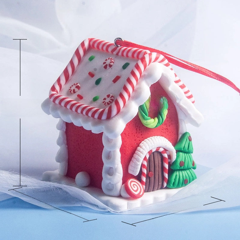 Christmas House Creative Soft Pottery House Without Lights Pendant Christmas Decoration Three-dimensional Luminous House Decoration Ornaments