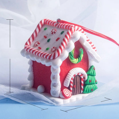 Christmas House Creative Soft Pottery House Without Lights Pendant Christmas Decoration Three-dimensional Luminous House Decoration Ornaments