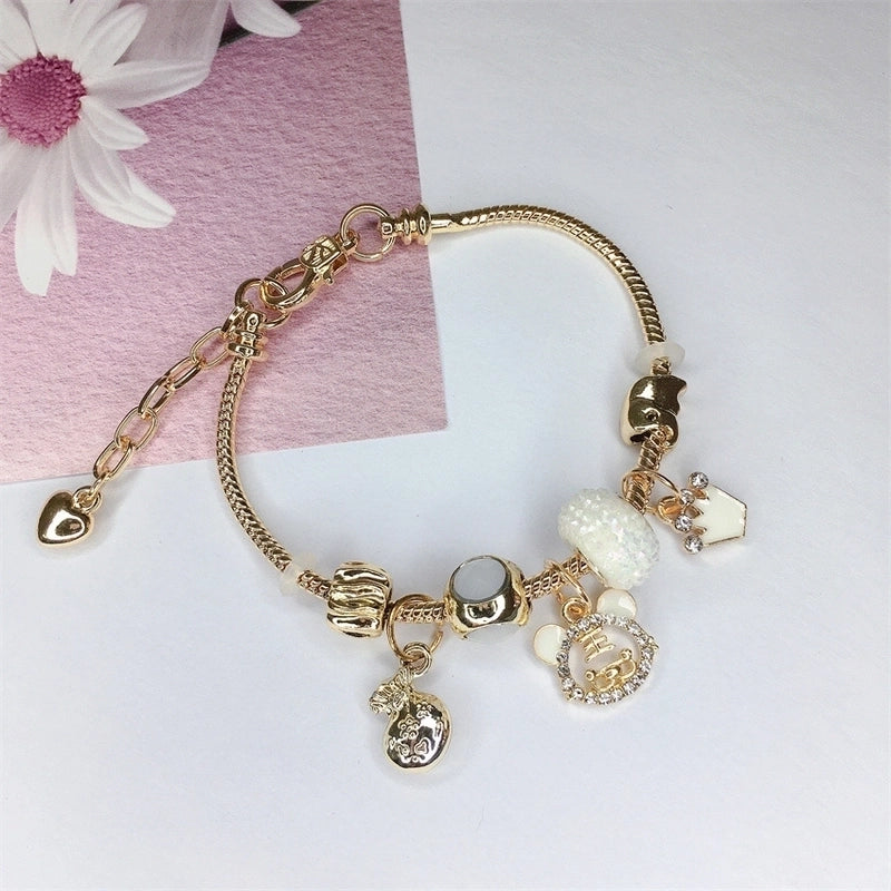 Cute Minimalist Dolphin Heart Shape Flower Stainless Steel Alloy Resin Rhinestones Bangle In Bulk