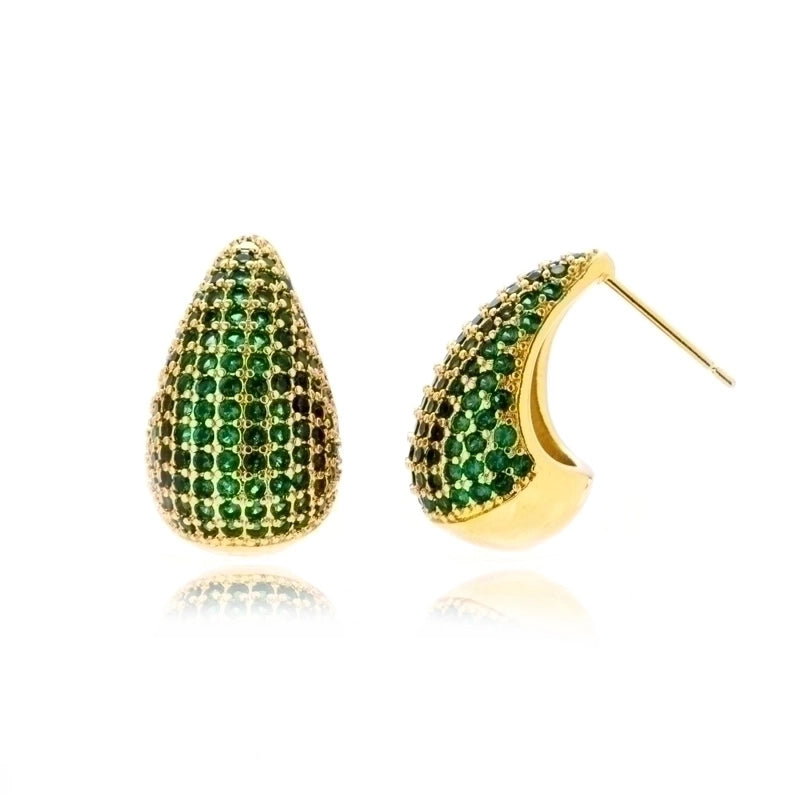 1 Pair Minimalist Classic Style Water Droplets Enamel Plating Inlay Copper Rhinestones 18k Gold Plated Ear Studs