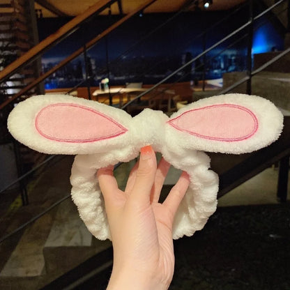 Cat Ears Hair Band Hair Band Korean Plush Internet Celebrity Rabbit Ear Hair Accessories Bow Face Wash Hair Band
