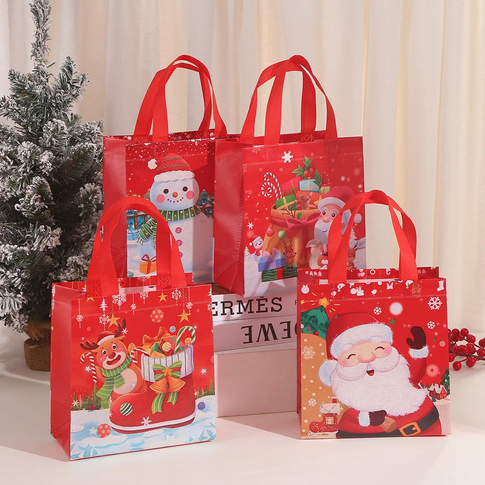 6 Pieces Christmas Gift Bag Children's Candy Gift Bag Non-woven Bag Cartoon Dirty-resistant Bag Christmas Handbag