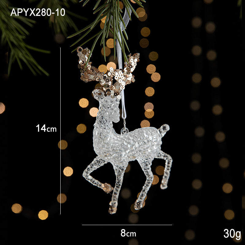 Christmas Ornaments Scene Decoration Supplies Christmas Tree Snowflakes Bells Small Hanging Decorations Crystal Transparent Hanging Ornaments