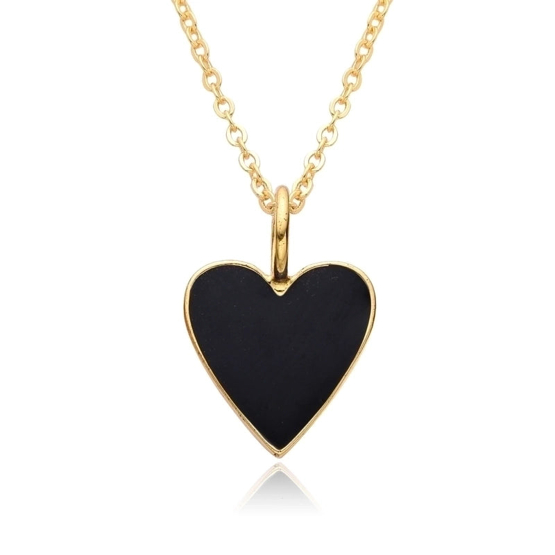 Copper IG Style Minimalist Heart Shape Enamel Plating Pendant Necklace
