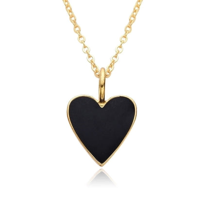 Copper IG Style Minimalist Heart Shape Enamel Plating Pendant Necklace