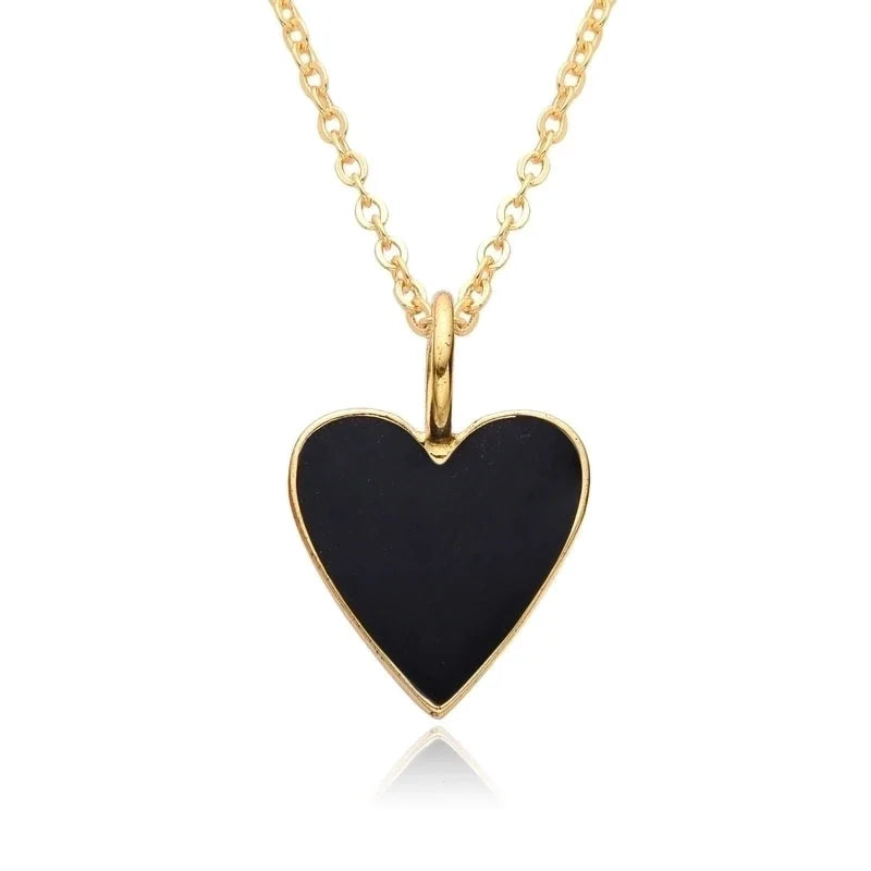 Copper IG Style Minimalist Heart Shape Enamel Plating Pendant Necklace