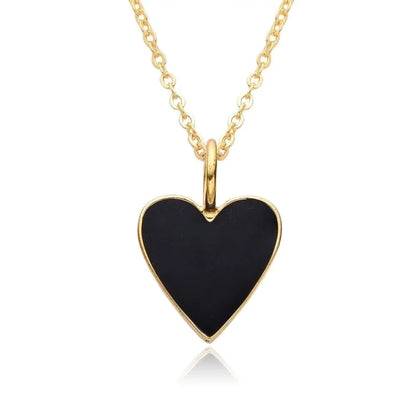 Copper IG Style Minimalist Heart Shape Enamel Plating Pendant Necklace
