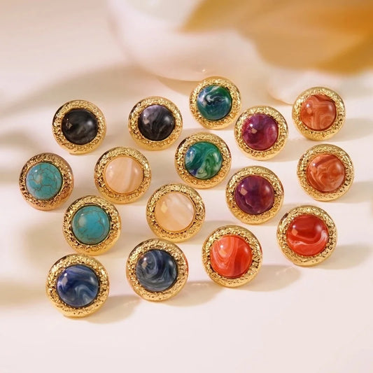 A Pair Of Earrings 304 Stainless Steel Elegant Retro Style Round Earrings Suitable For Women's Daily Banquet Or A Family Get-Together Wear