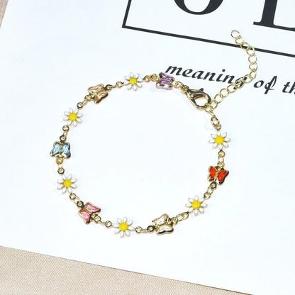 Cute Vintage Style Funny Devil's Eye Heart Shape Butterfly Copper Plating Bracelets