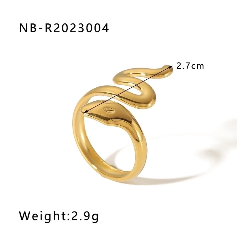 Stainless Steel 18K Gold Plated IG Style Plating Snake Open Rings