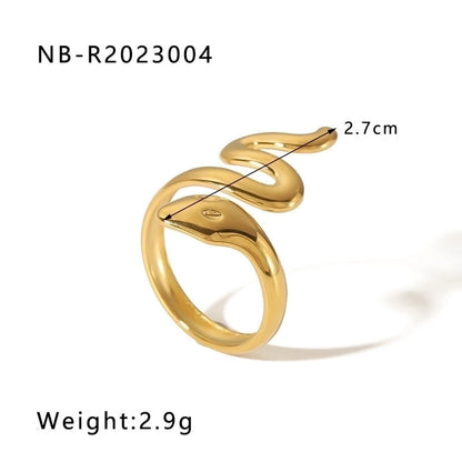 Stainless Steel 18K Gold Plated IG Style Plating Snake Open Rings