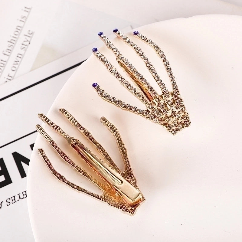 Halloween Retro Women'S Skull Alloy Artificial Rhinestones Hair Clip