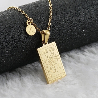 Fashion Square Constellation 304 Stainless Steel 18K Gold Plated Plating Stainless Steel Necklaces