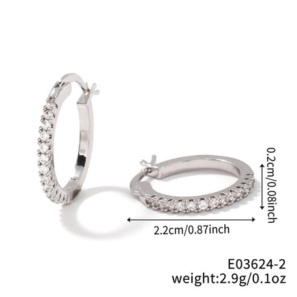 1 Pair Hip-Hop Minimalist Circle Plating Inlay Copper Zircon K Gold Plated Earrings