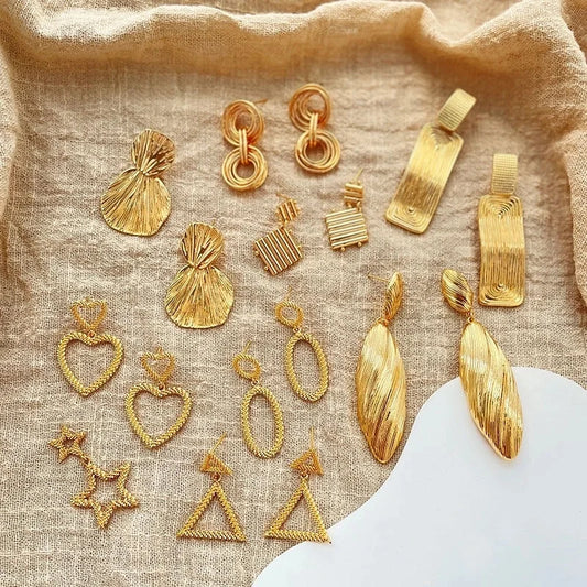 1 Piece Retro Vintage Style Modern Style Double Heart Circle Heart Shape Pleated Copper 18K Gold Plated Drop Earrings