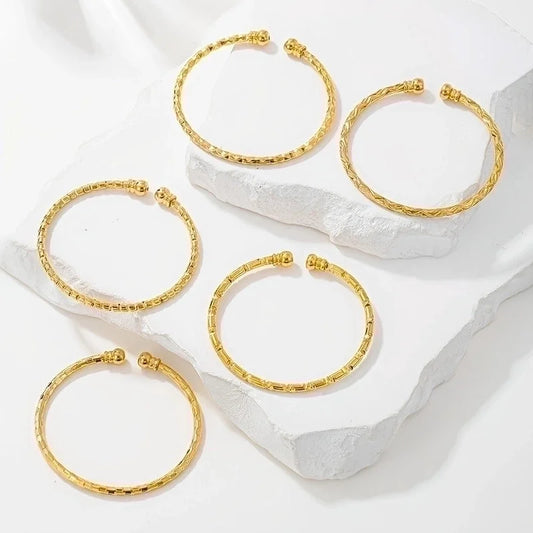 Classic Style Argyle Copper Plating 18k Gold Plated Bangle