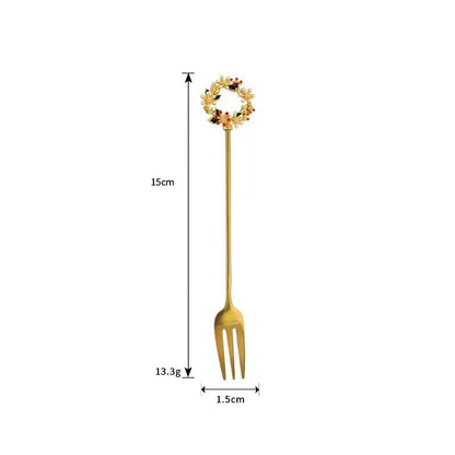 Christmas Cute Cartoon 304 Stainless Steel Spoon Fruit Fork 1 Piece 1 Set