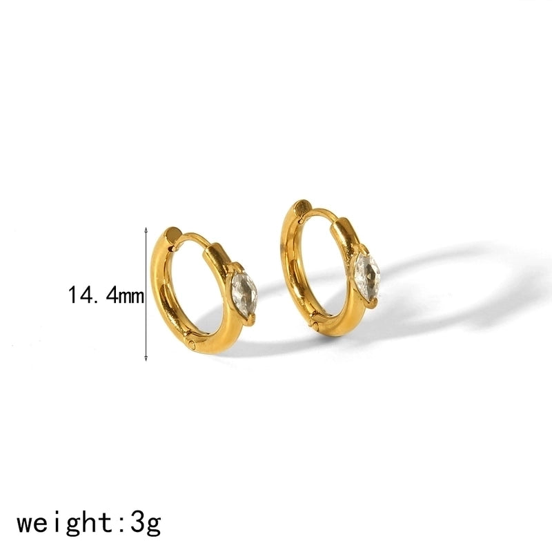 1 Pair Minimalist Classic Style Geometric Polishing Plating 304 Stainless Steel Zircon 18K Gold Plated Earrings