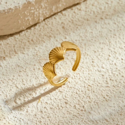 Marine Style Beach Minimalist Starfish Shell 304 Stainless Steel Open Rings