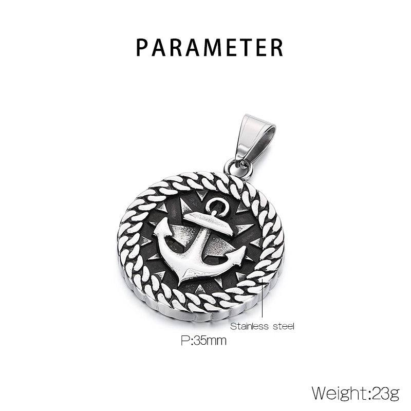 1 Piece 304 Stainless Steel Witches Knot Anchor Skull Pendant Chain Pendant Necklace