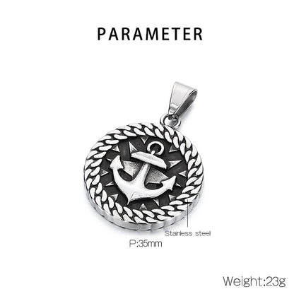 1 Piece 304 Stainless Steel Witches Knot Anchor Skull Pendant Chain Pendant Necklace