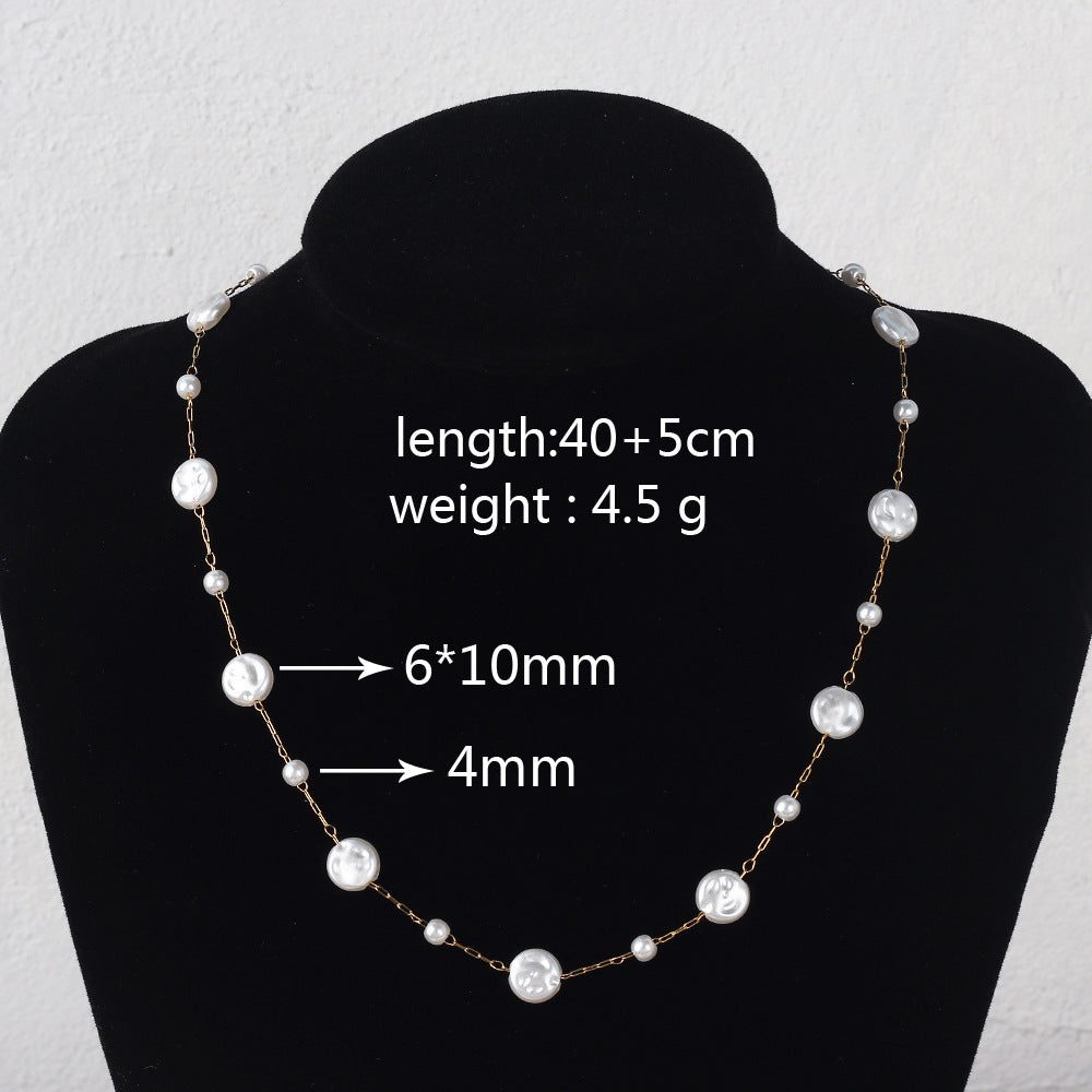 Moderate Luxury Irregular Heart Circle Copper Pearl Inlay Stud Earrings