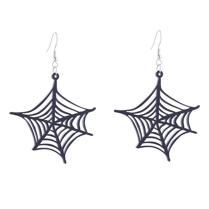1 Pair Retro Punk Pumpkin Bat Ghost Printing Arylic Drop Earrings